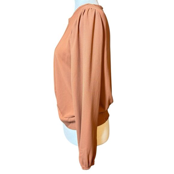 Nine West Womens Blouse Small Spice Long Sleeve Round‎ Neck Twist Front Top - Picture 4 of 16